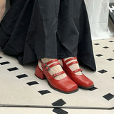 LBSFY  -  Black Red White Women Sandals Narrow Band Belt Buckle Flat Mid Heels Fashion Dress Shoes Ladies Summer Party Pumps Size 35-39